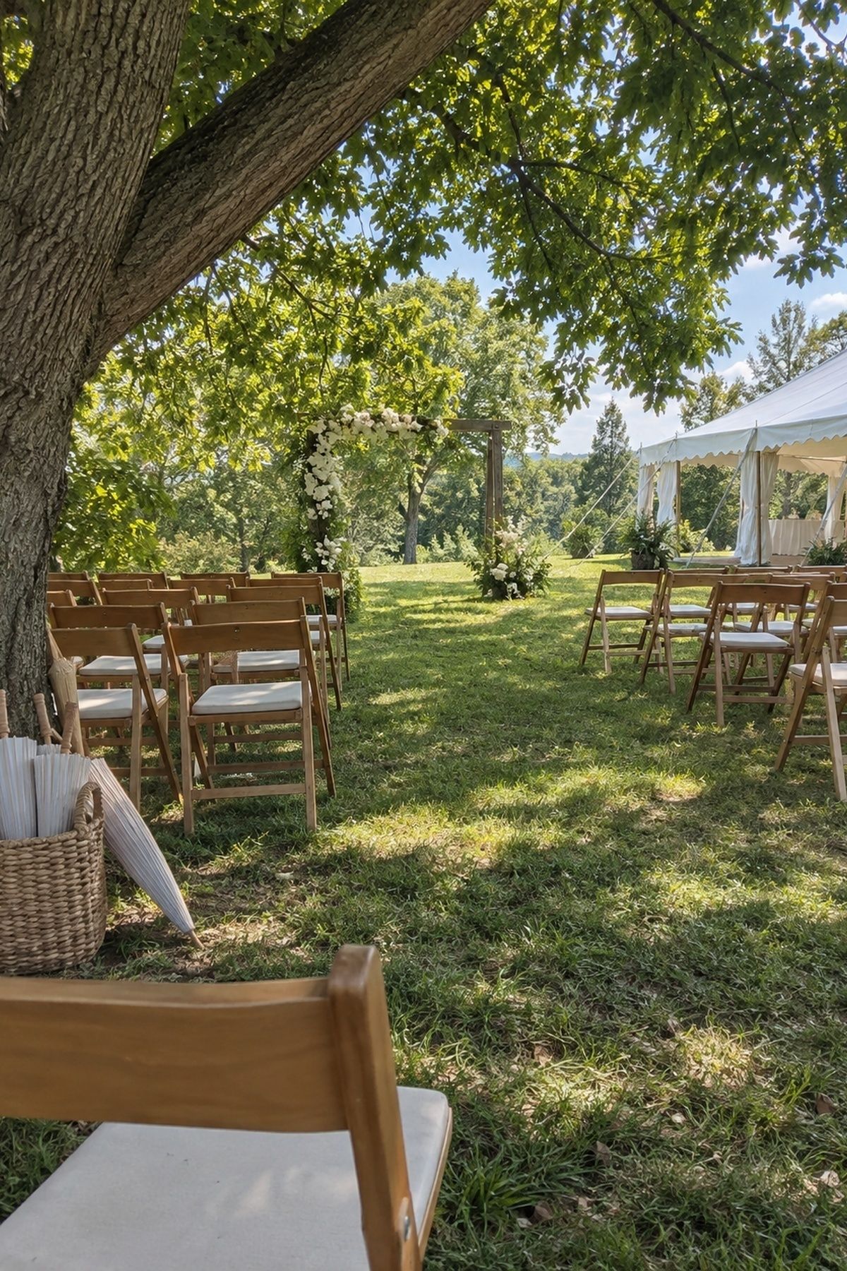 Outdoor ceremony with shade nearby