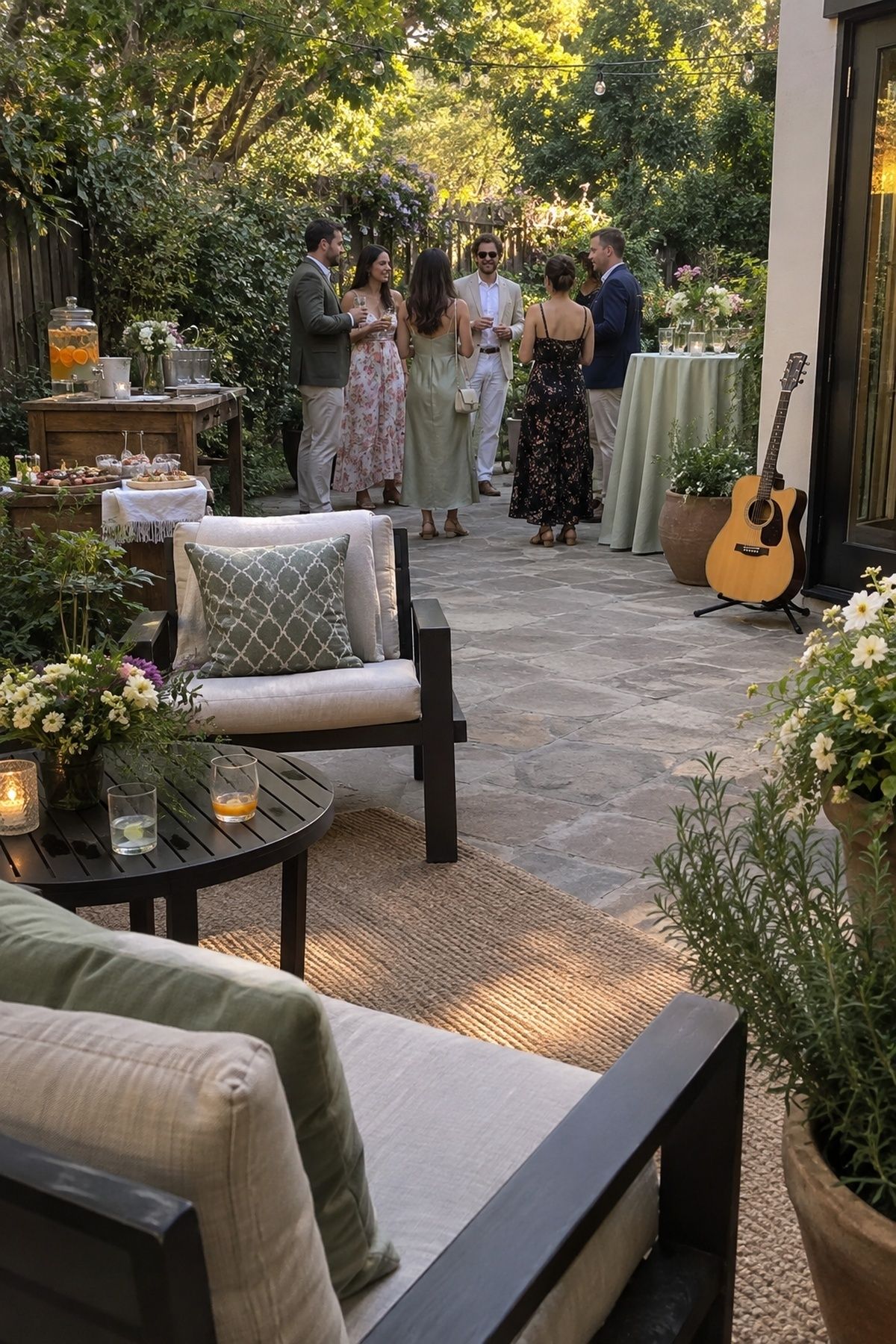 Cocktail hour styled like a patio party