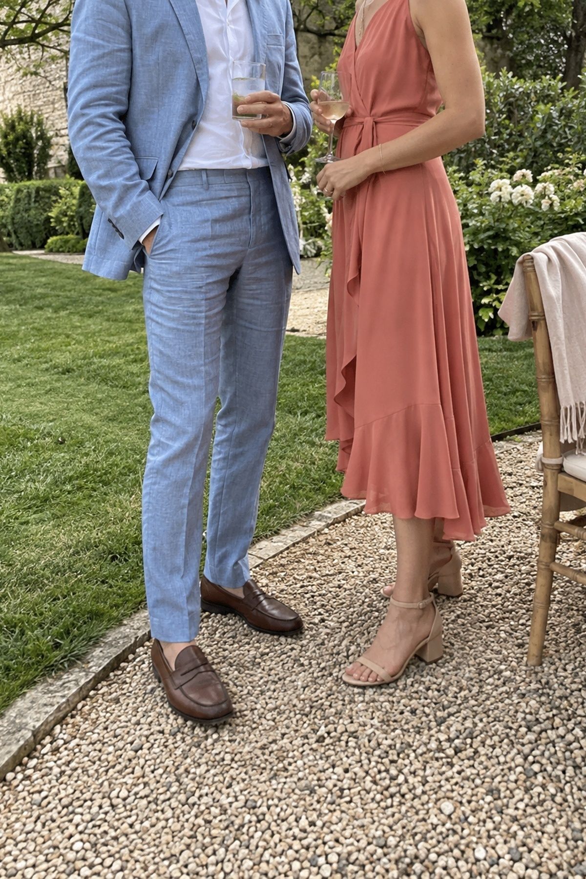 Guests in polished, light spring attire