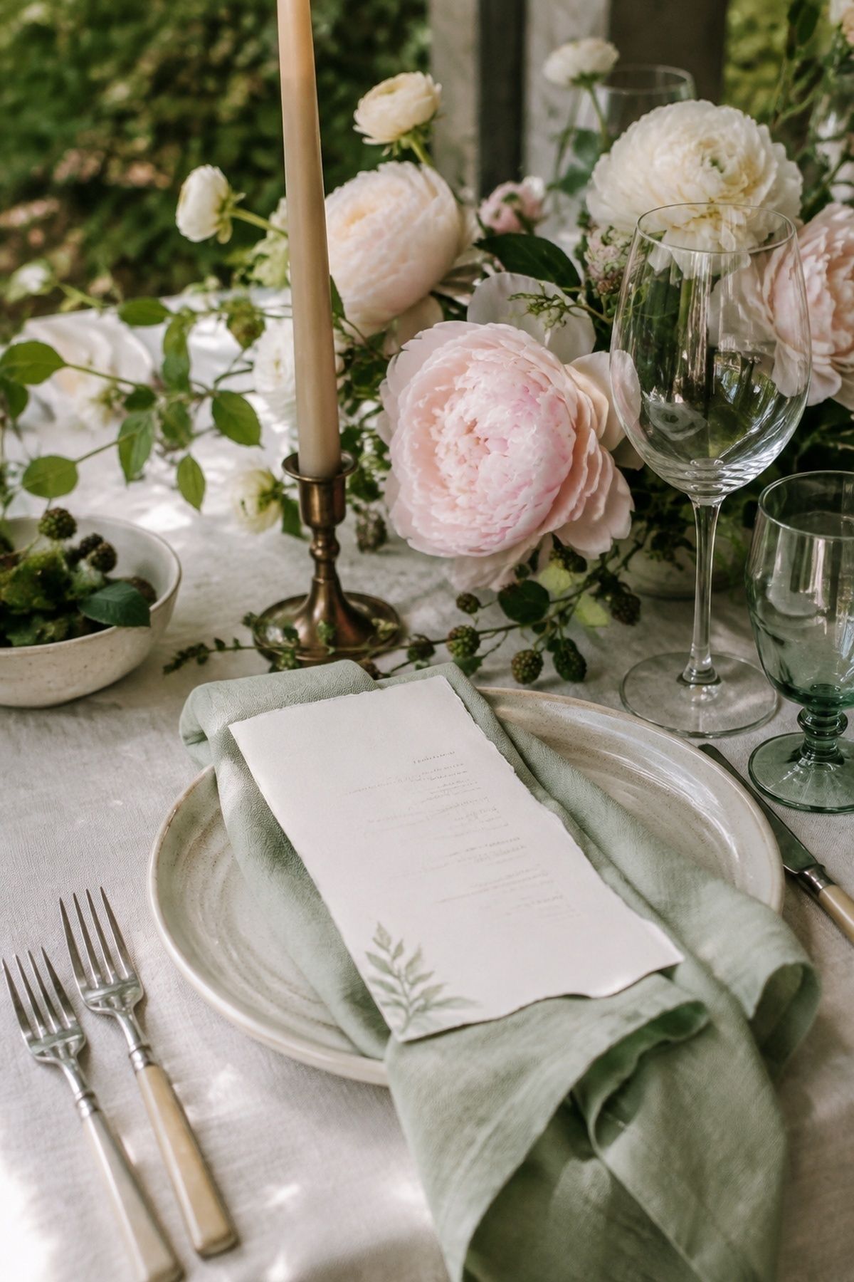 Detail shot of a May tablescape