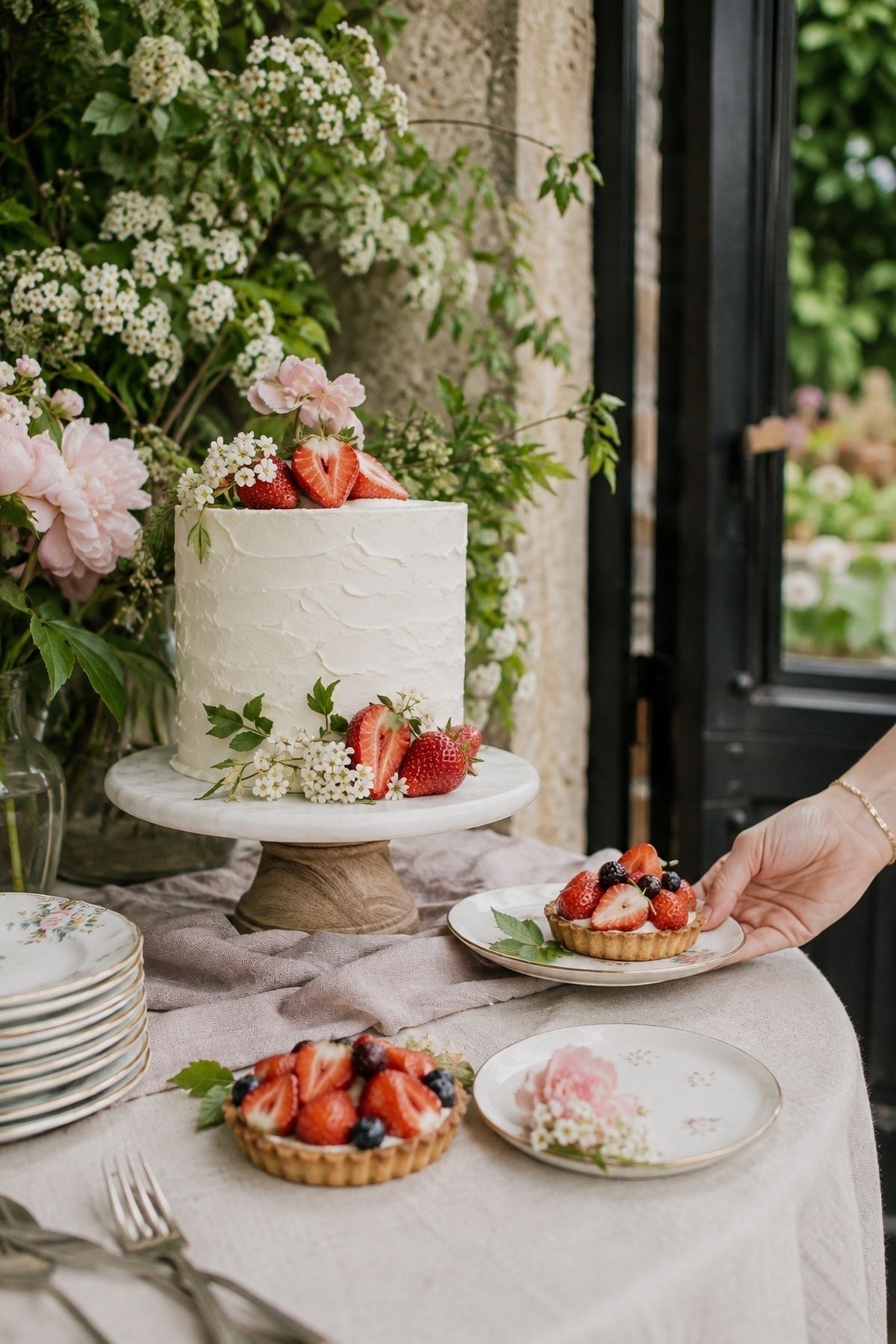 Strawberry or spring dessert detail