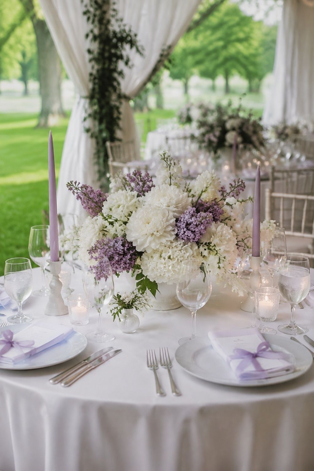 Accent tables in lilac and lavender