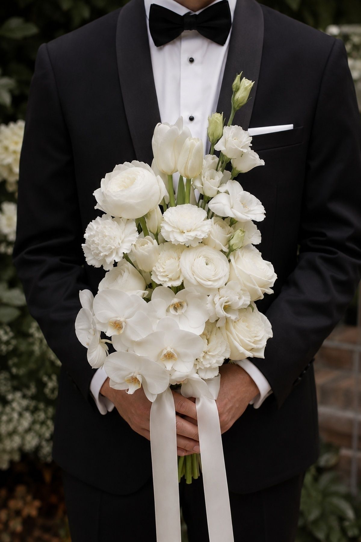 Monochrome white flower bouquet