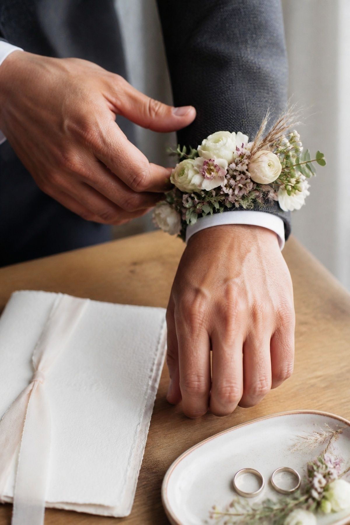 Floral cuff worn like an accessory