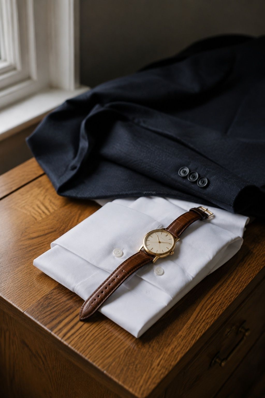 Heirloom watch in groom getting-ready photos