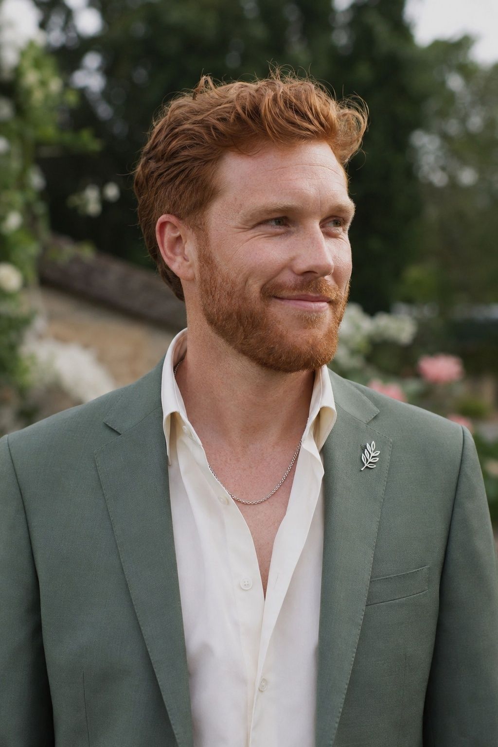 Silver jewellery styled with a sea green or dusty rose groom suit