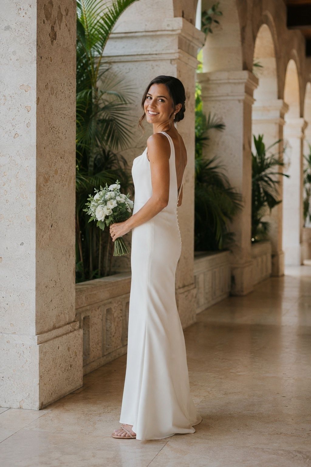 Flowing crepe sheath dress
