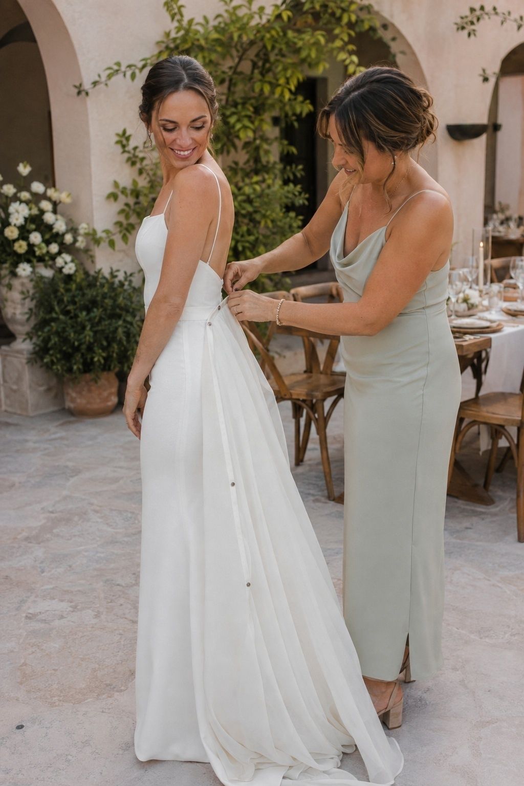 Wedding dress with a detachable overskirt
