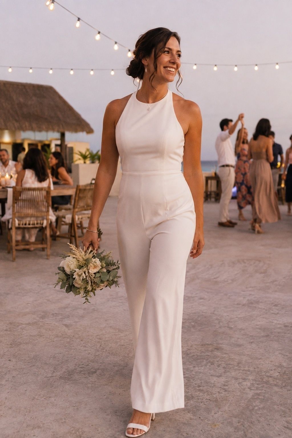 White bridal jumpsuit for the party