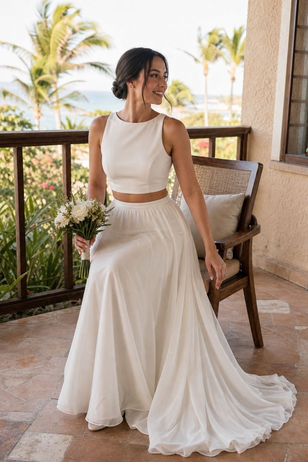 Two-piece destination bridal look