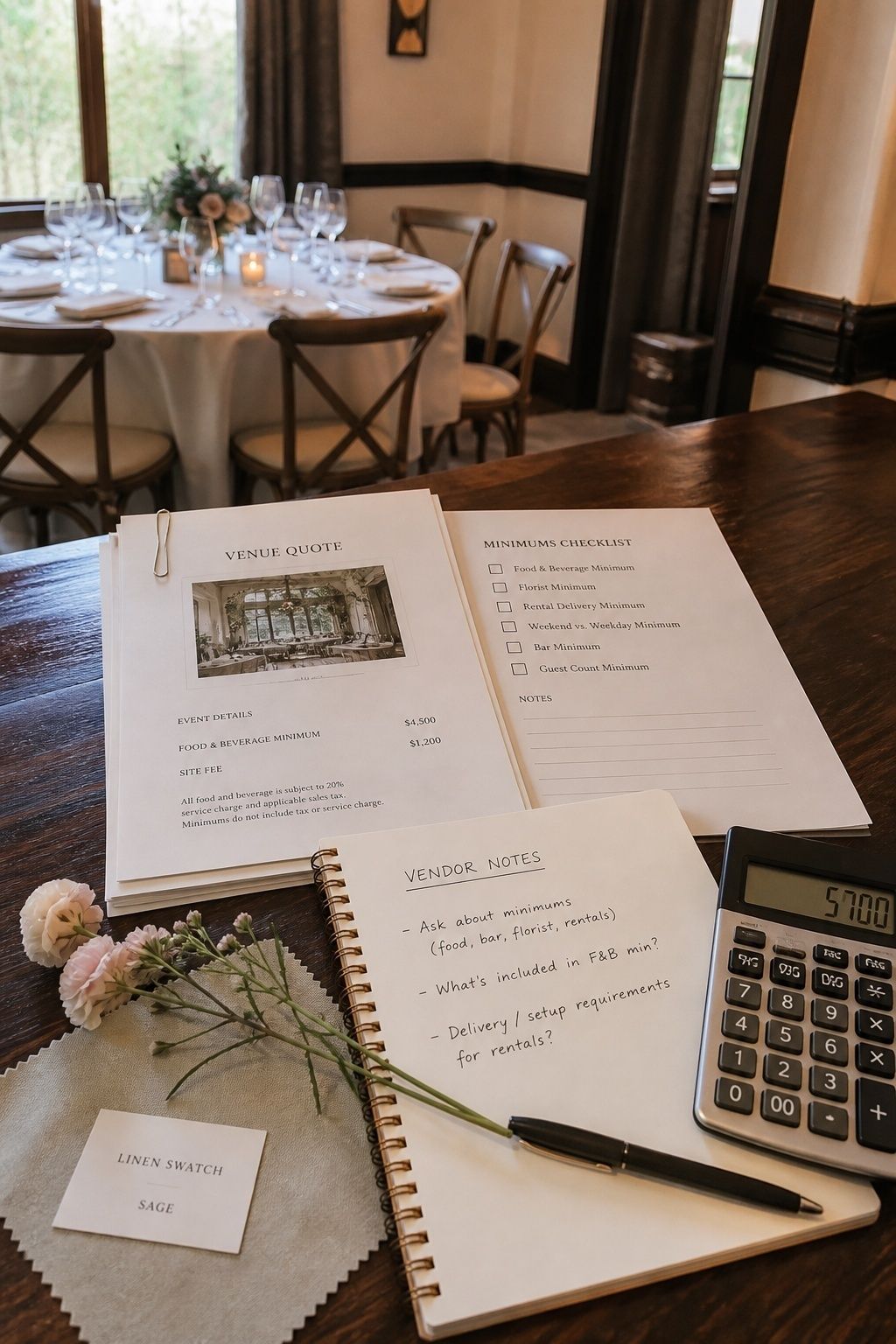 Venue minimums reviewed before accepting a quote