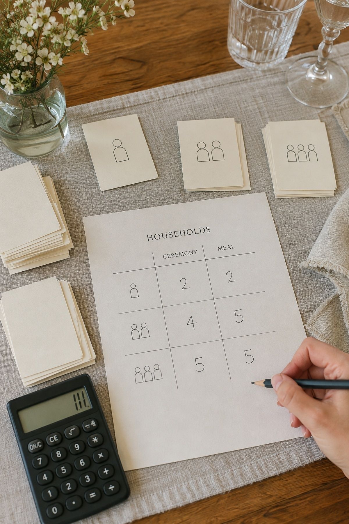 Households counted against ceremony and meal seats
