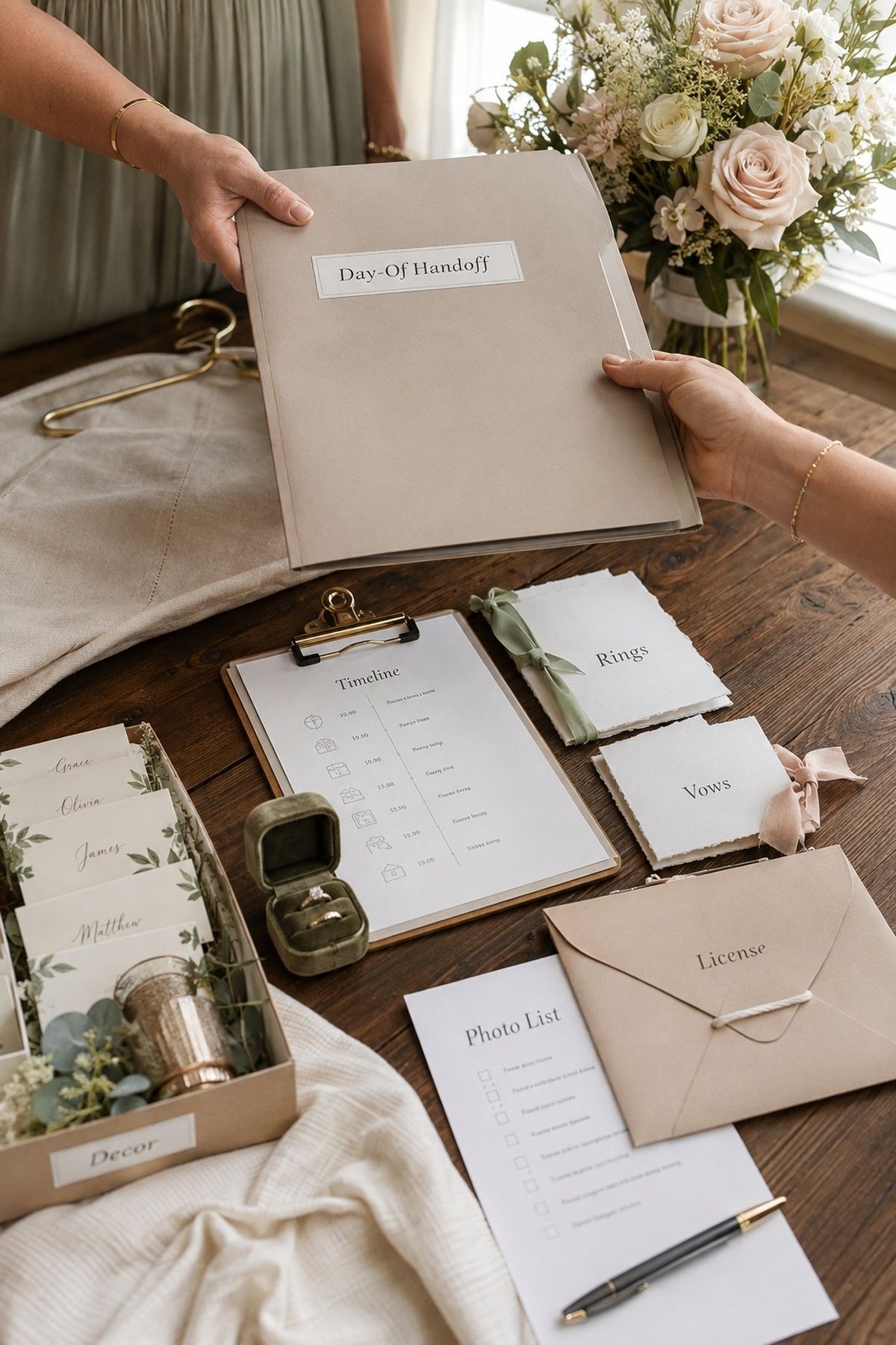 create a wedding week and day-of handoff for a micro wedding planning checklist