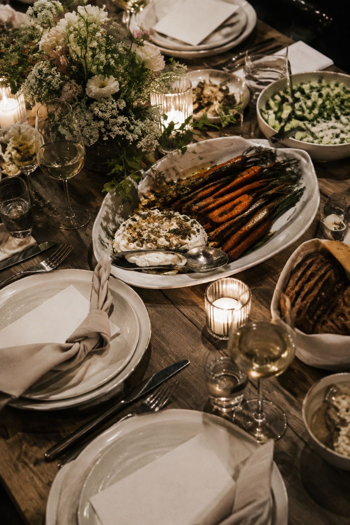 Shared meal as the center of a micro wedding reception
