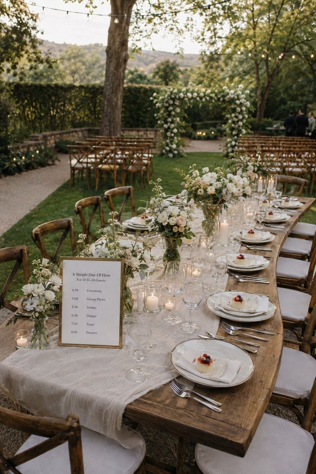 Simple day-of flow for 10 to 20 guests