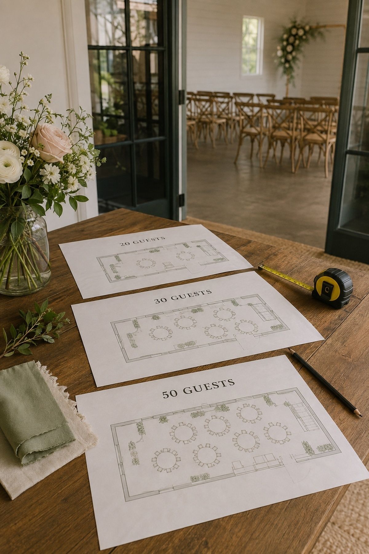 Venue layout checked for 20, 30 or 50 guests