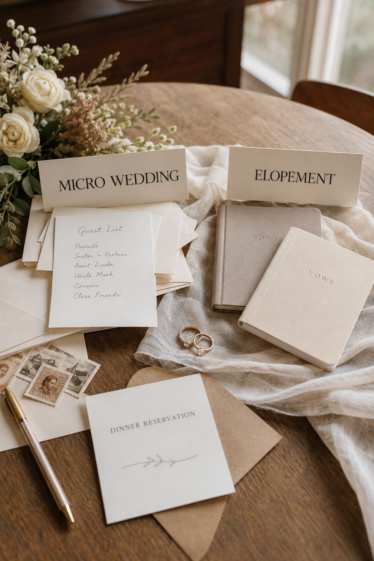 Small group of guests witnessing a micro wedding ceremony