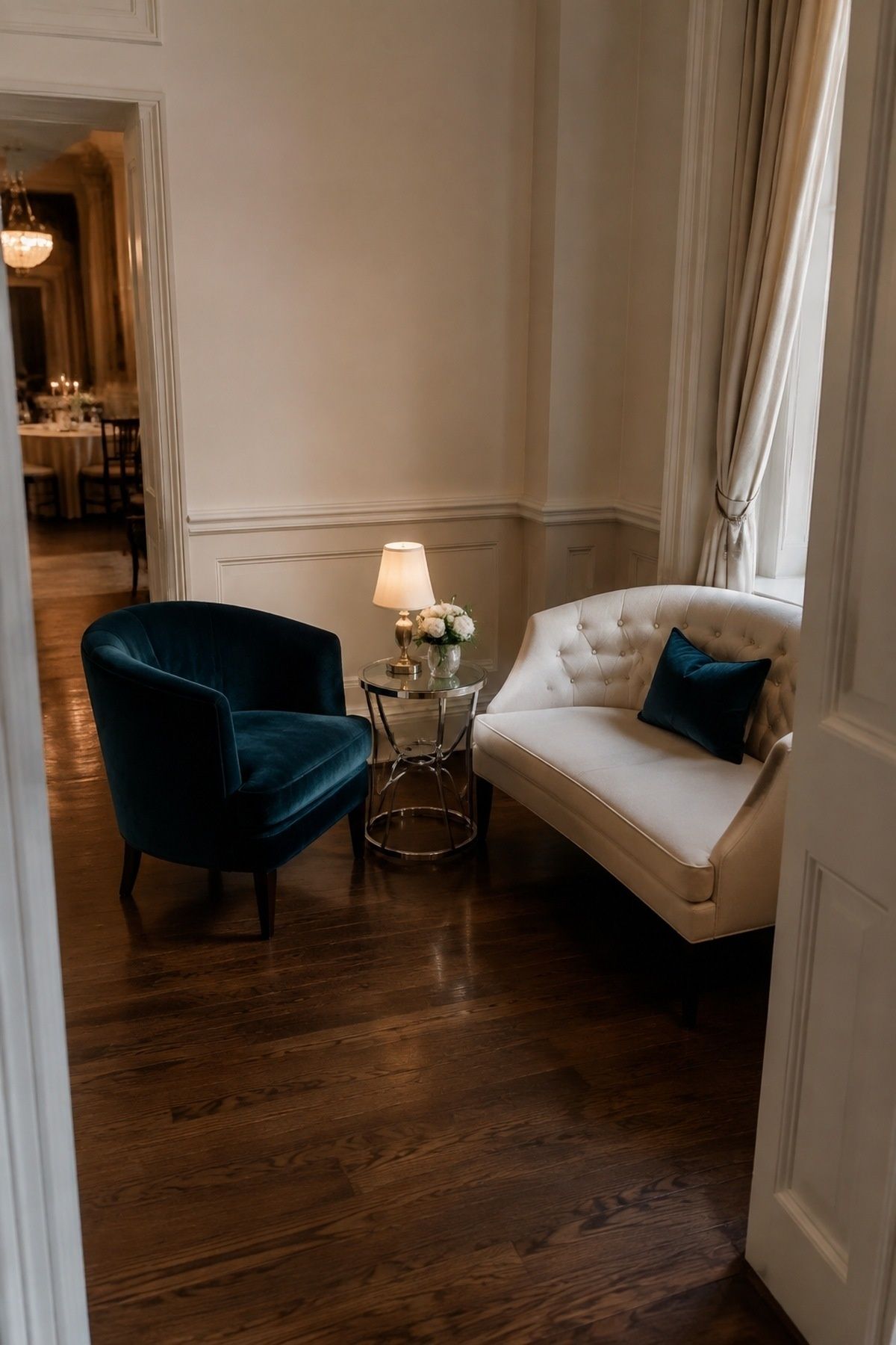 Small jewel-tone lounge area