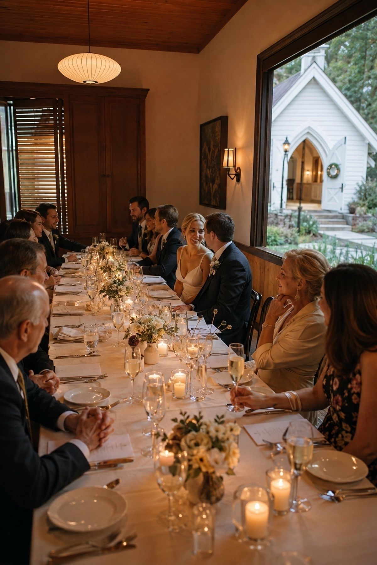Micro wedding with dinner after a chapel ceremony