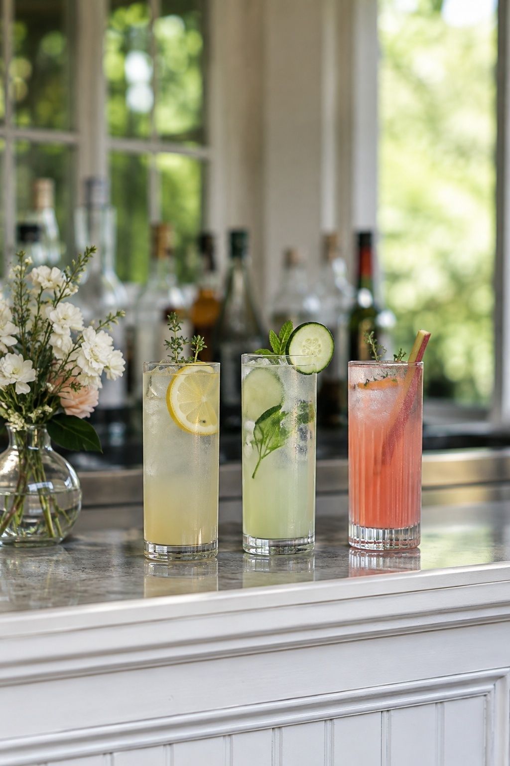 Bright citrus, cucumber herb and rhubarb drinks form a short spring cocktail menu.