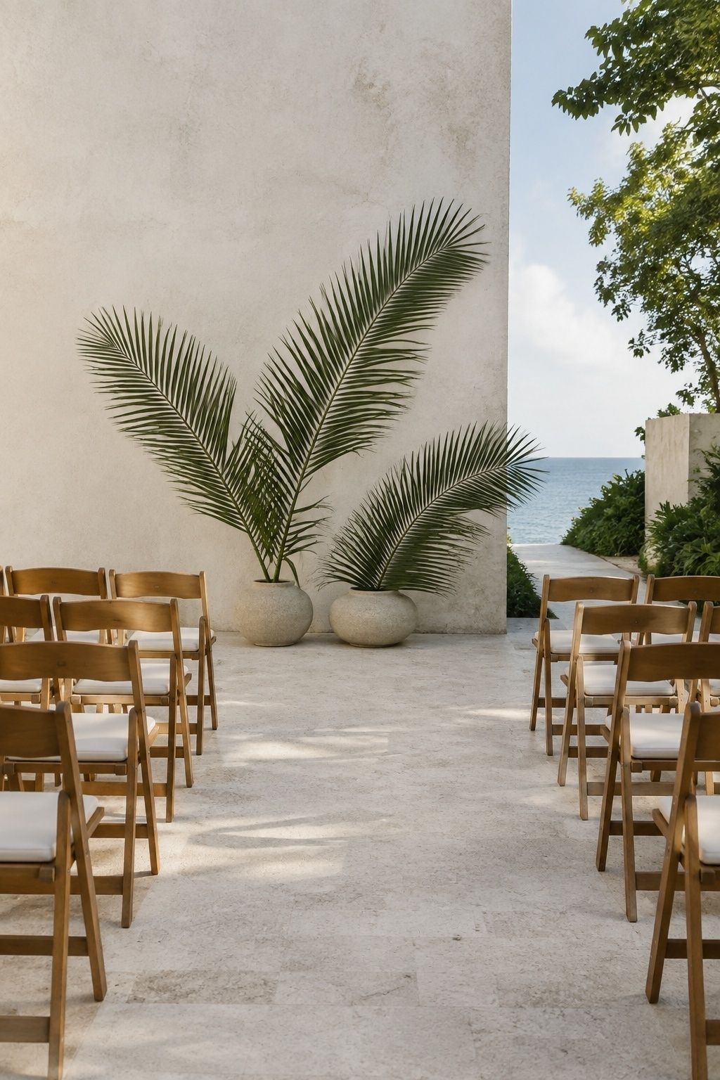 Minimal palm ceremony backdrop