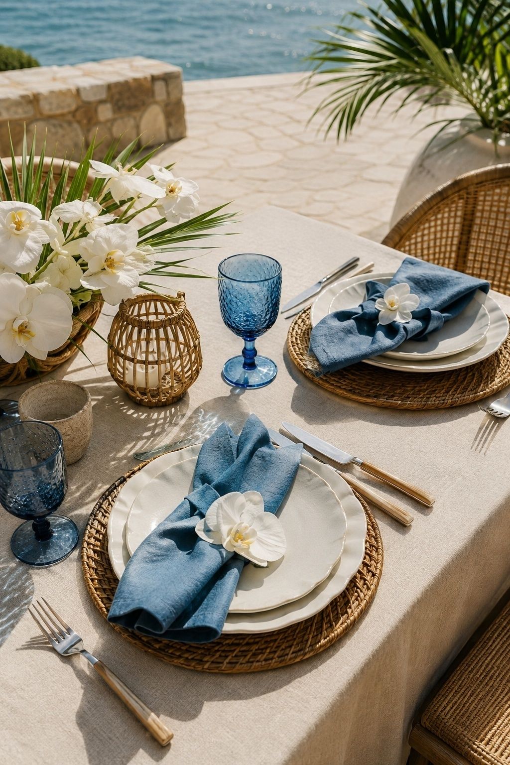 Ocean blue and ivory tropical wedding palette
