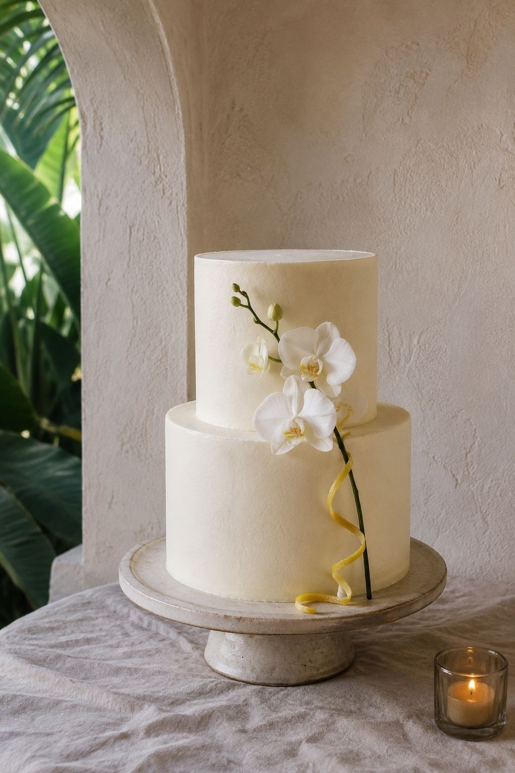 Modern tropical wedding cake