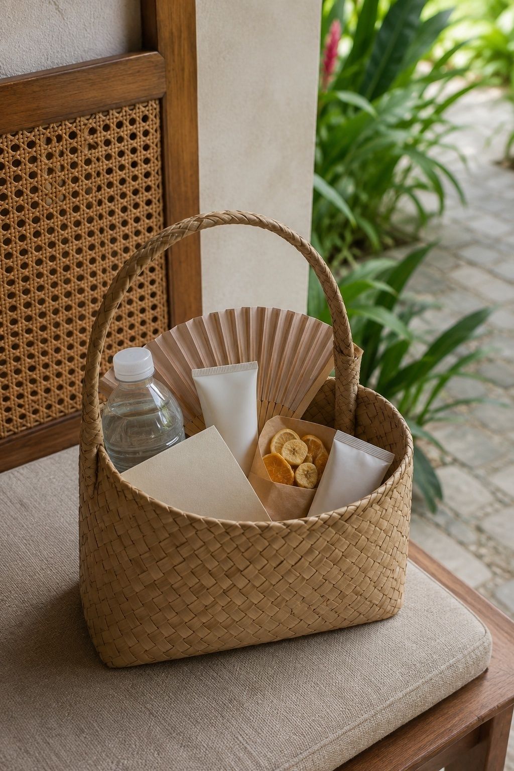 Tropical welcome bag with practical comforts