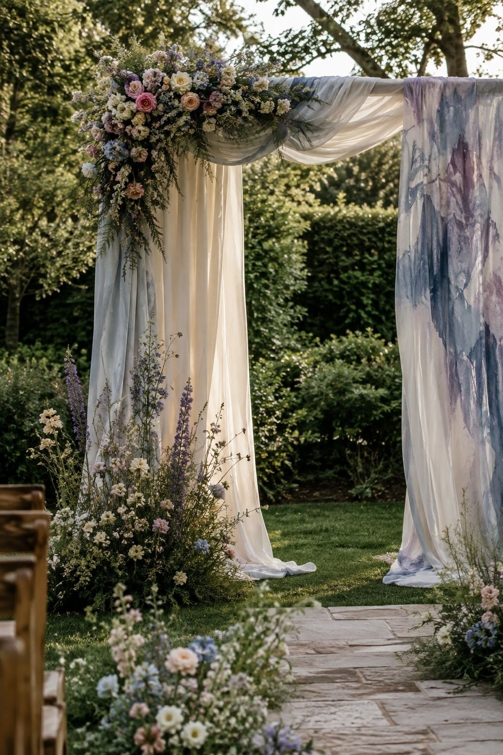 Painterly ceremony backdrop