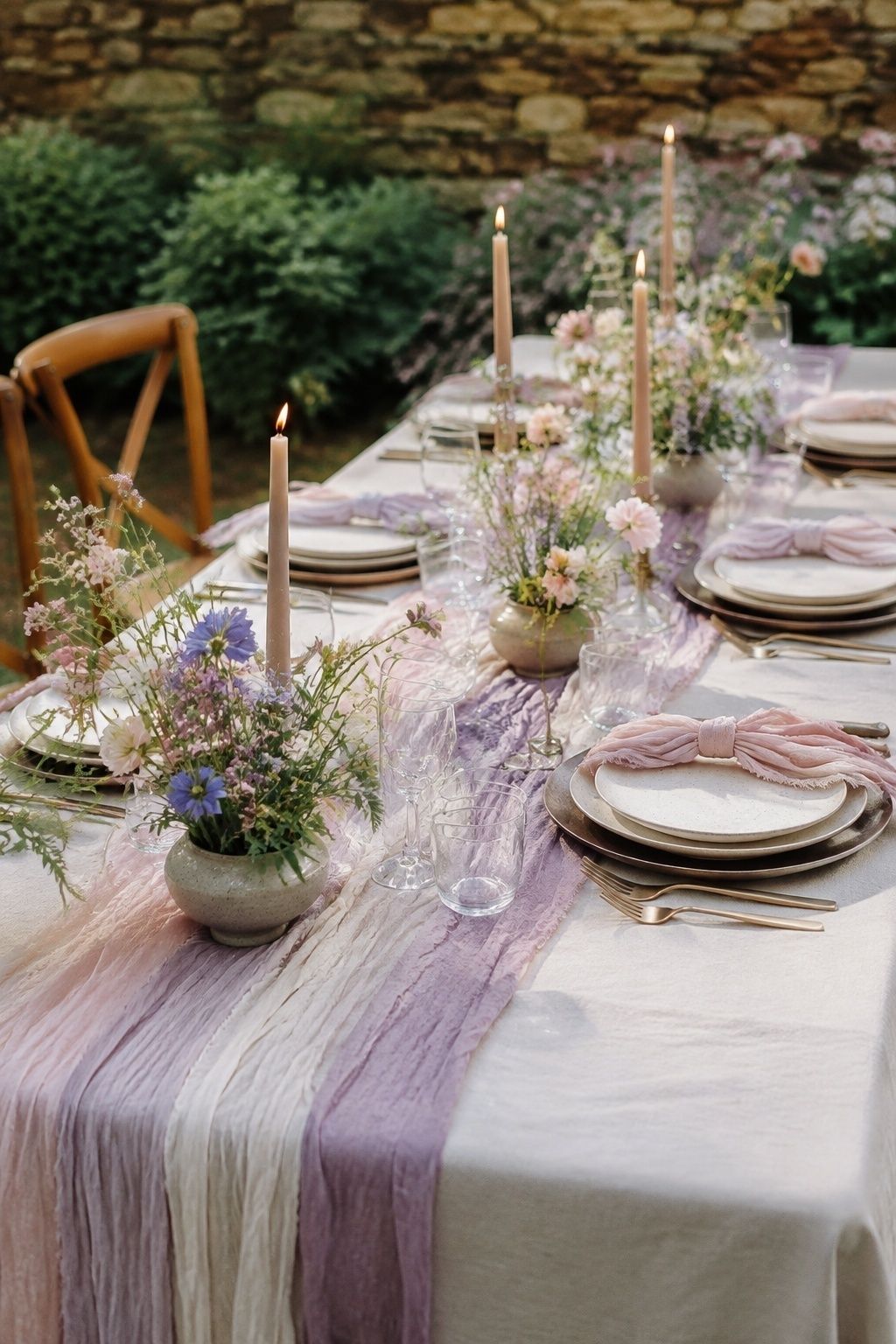 Brushstroke-inspired wedding tablescape