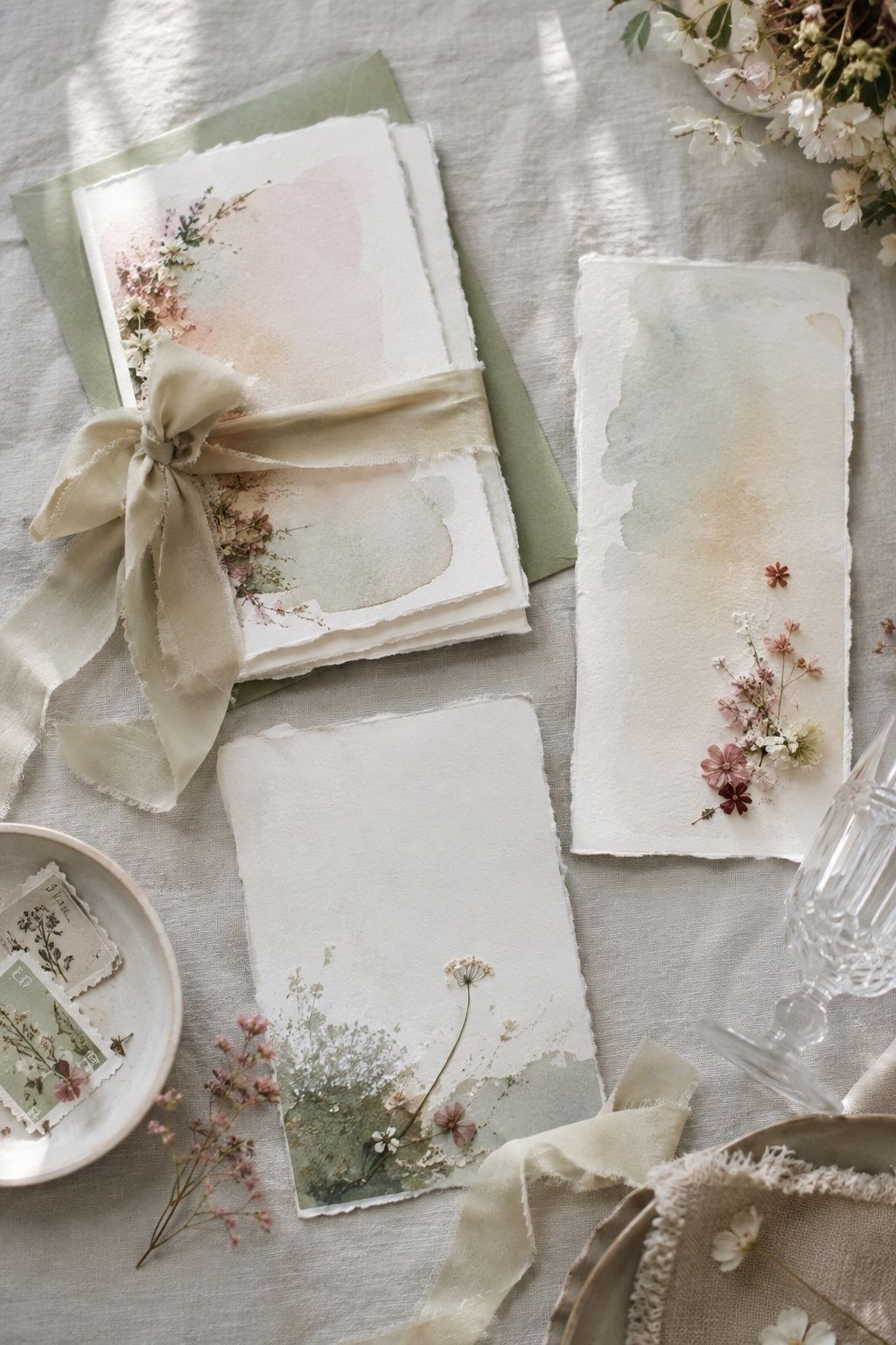 Artful wedding stationery and menus