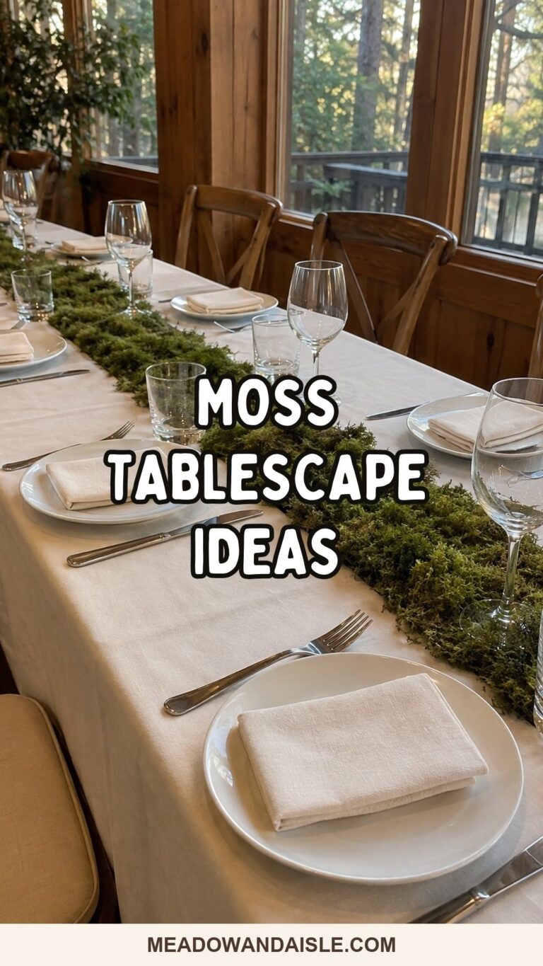 Moss Tablescape Wedding Ideas for a Woodland Table Guests Can Actually Eat At