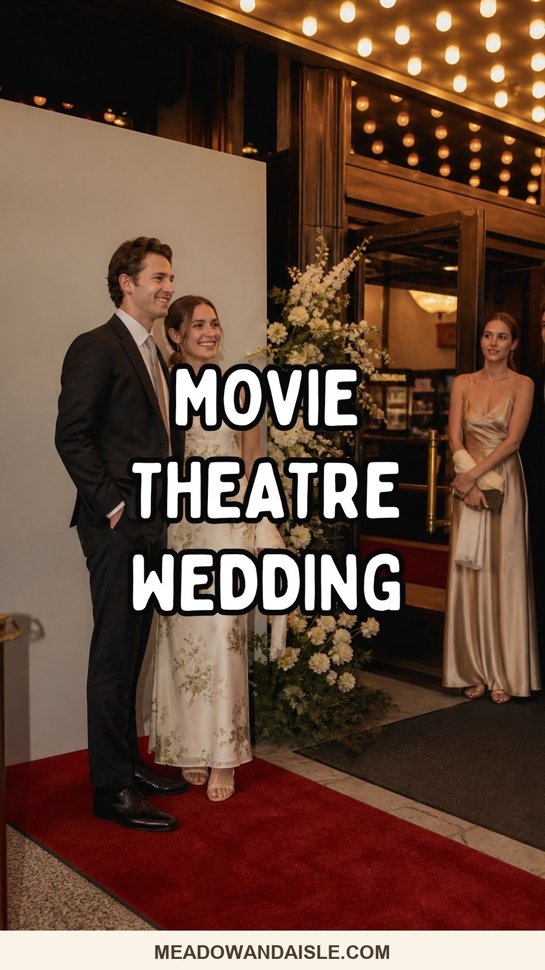 Pinterest pin with the title Movie Theatre Wedding Ideas