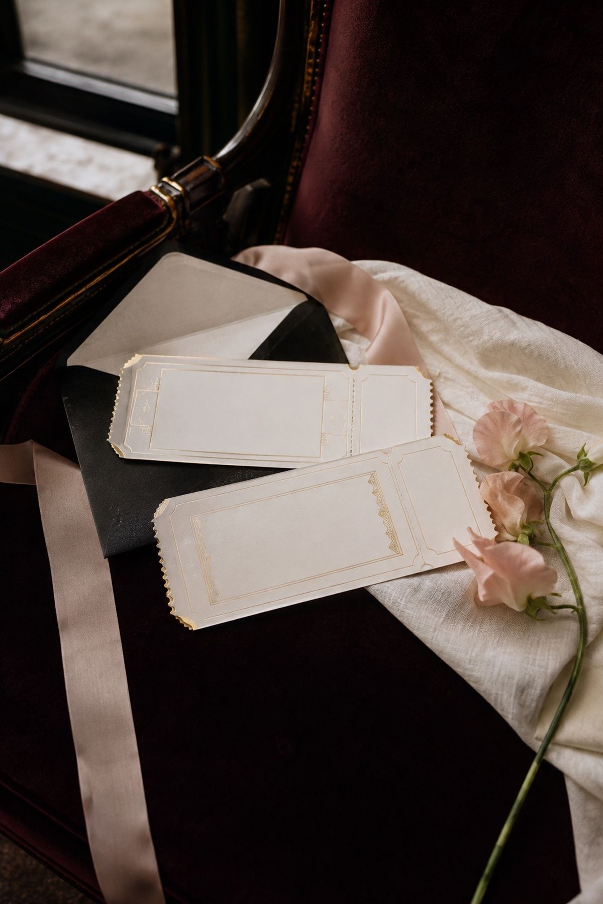 Custom ticket invitations for a movie theatre wedding