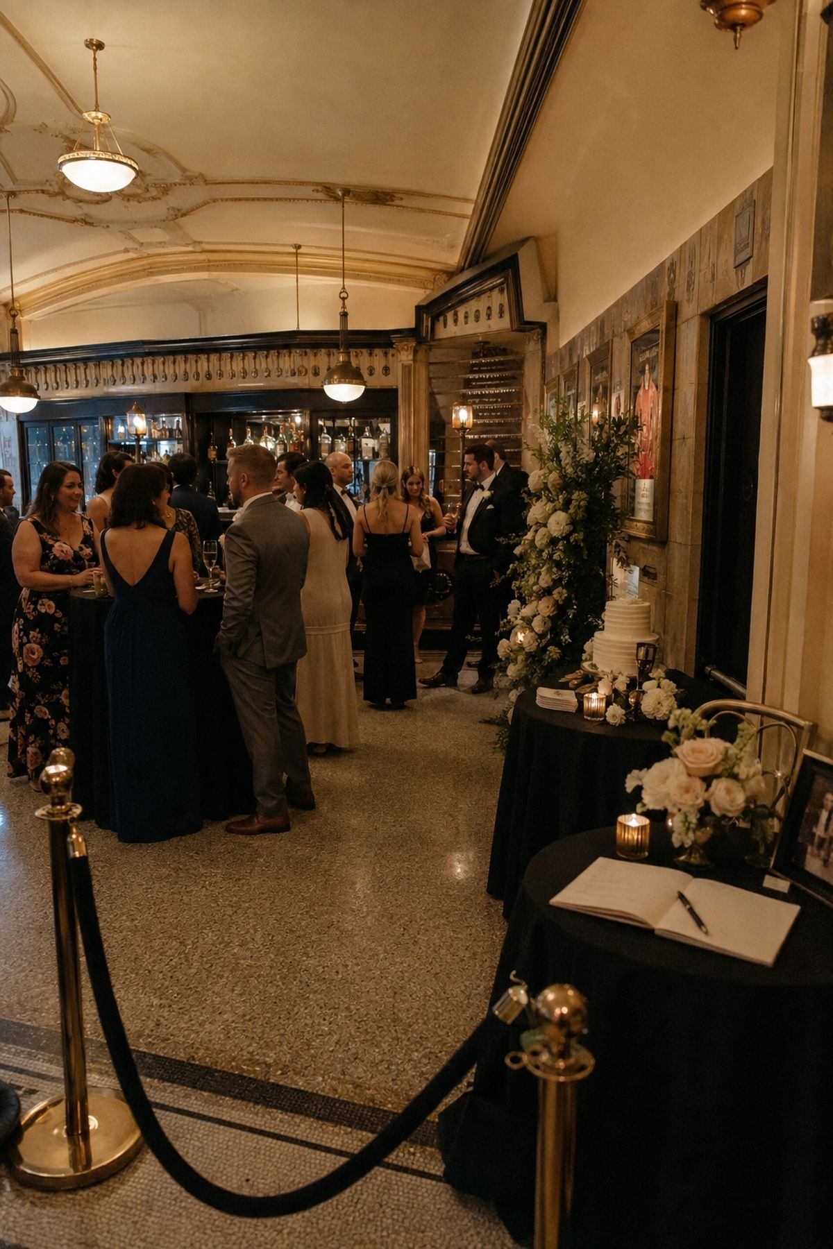 Small reception in a movie theater lobby