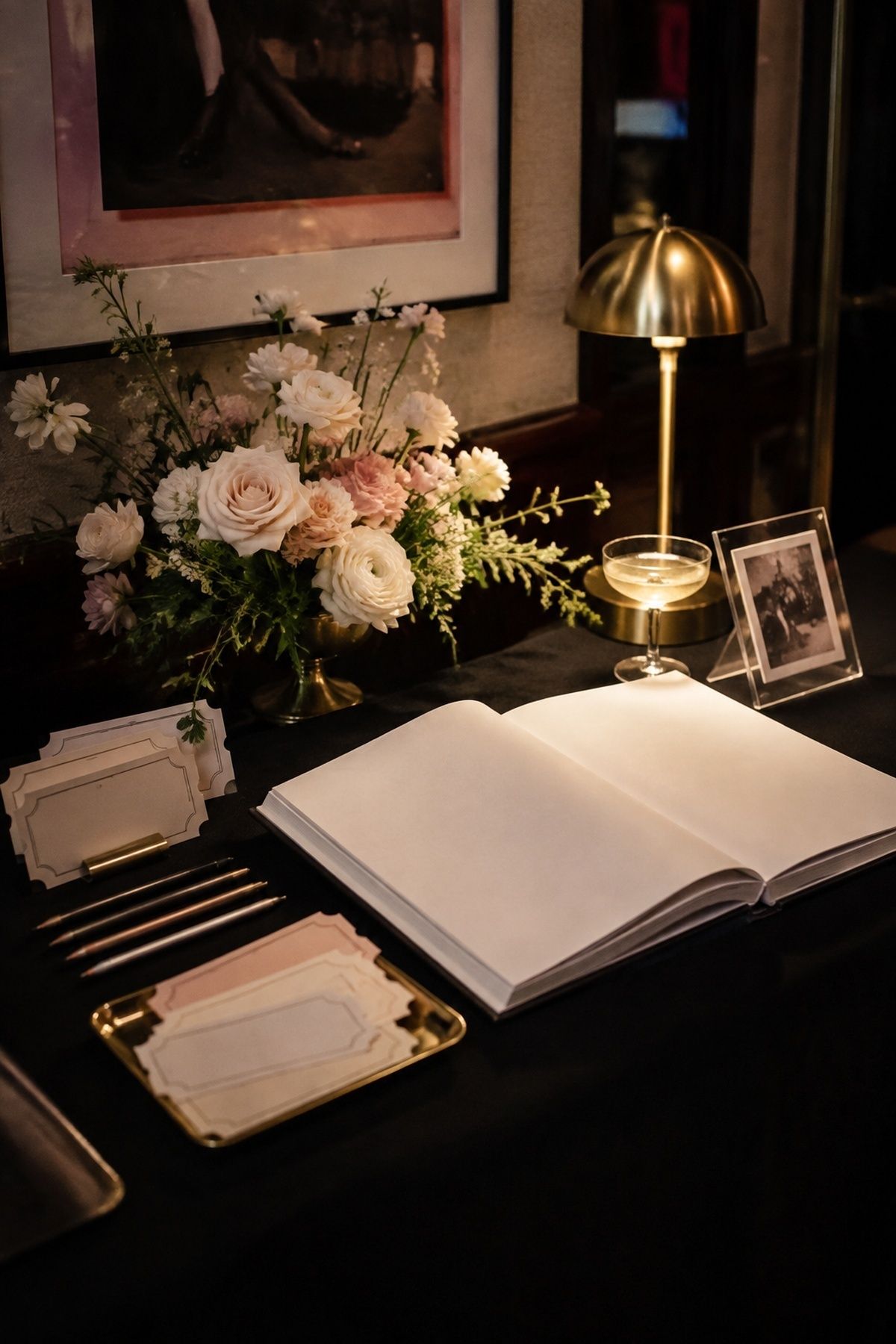 Film-lover guest book table at a cinema wedding