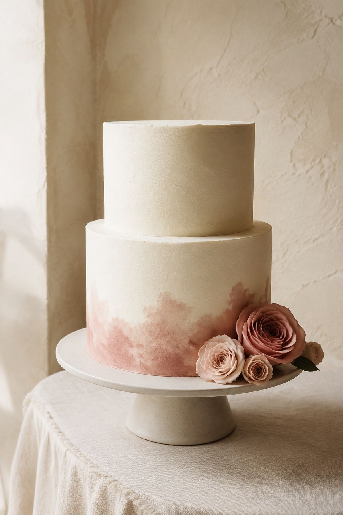 Wedding cake with a muted rose detail