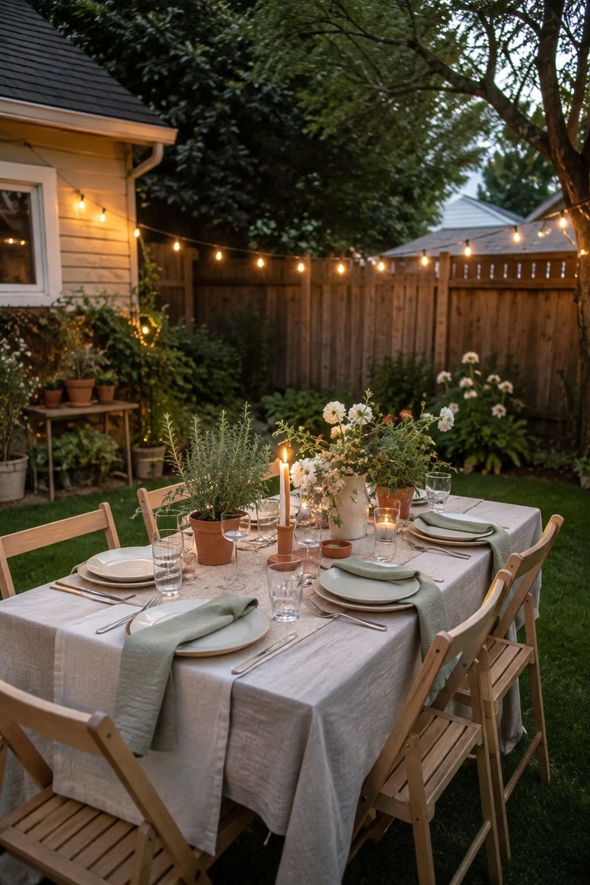 Sage and terracotta backyard supper