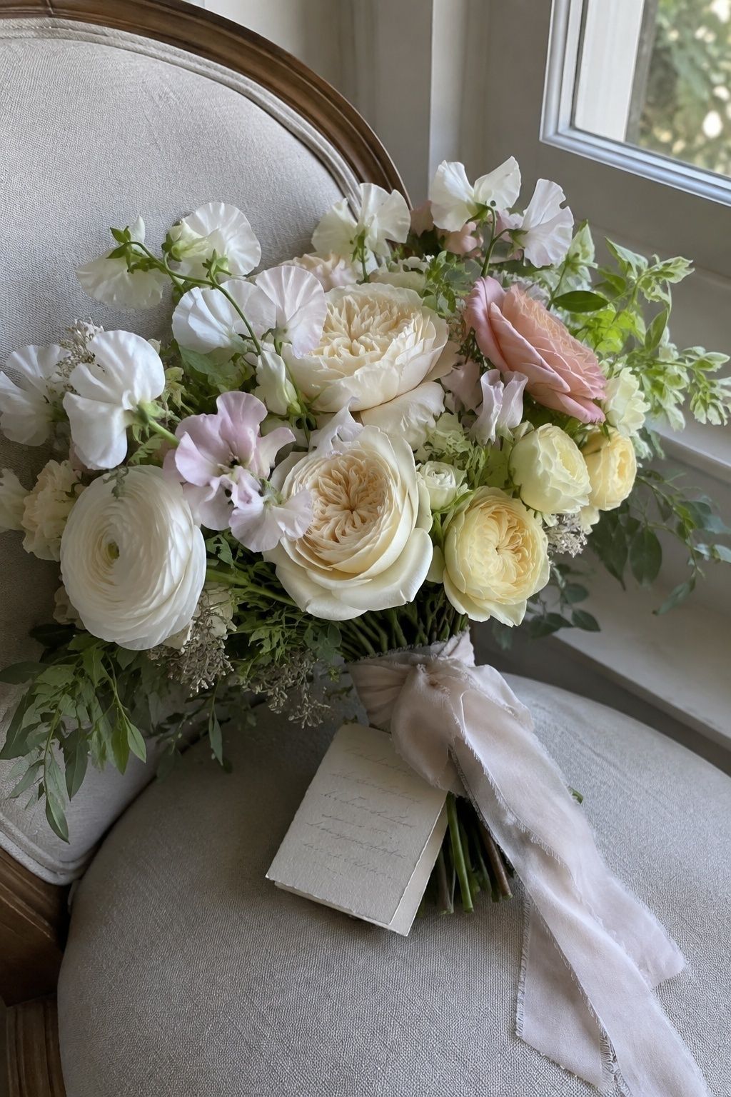 Bouquet holding a private vow note
