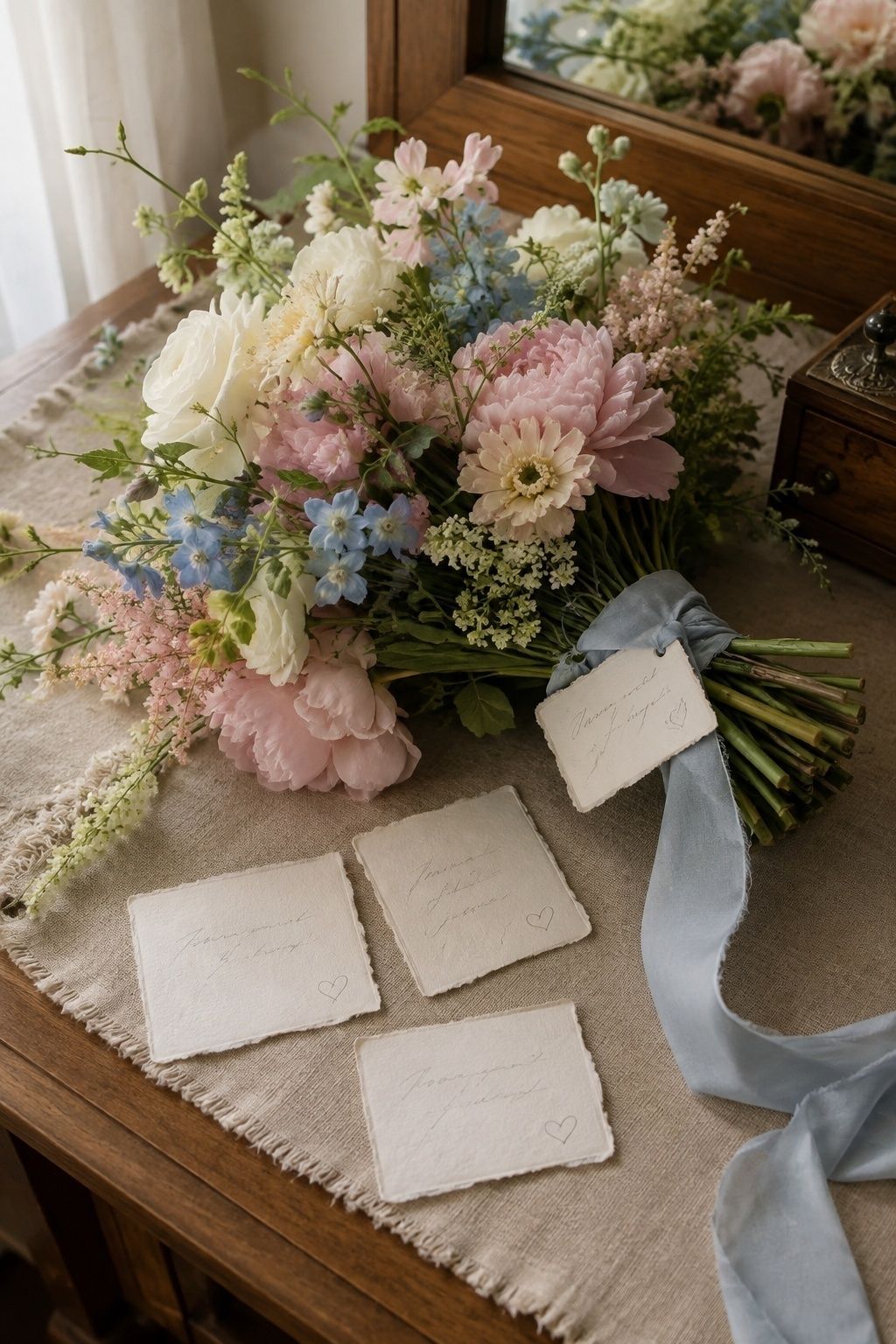 Bouquet carrying family messages