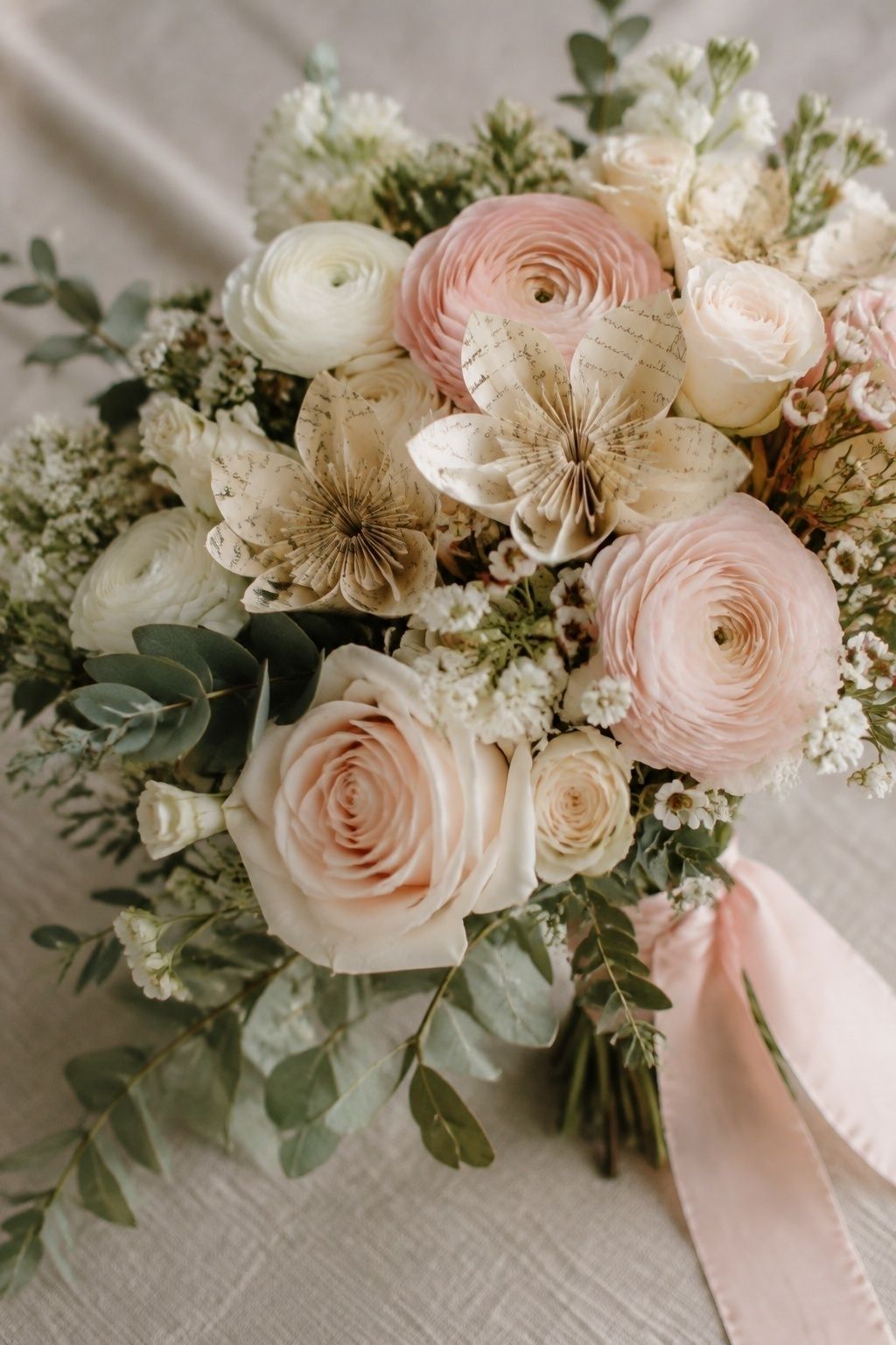 Paper flowers folded from love notes