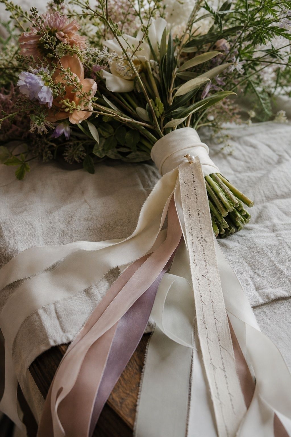 Bouquet ribbons printed with poetry strips