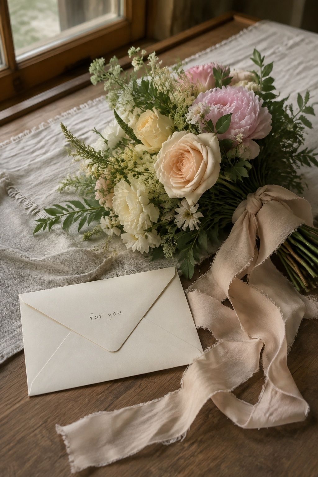 Partner's letter revealed in the bouquet