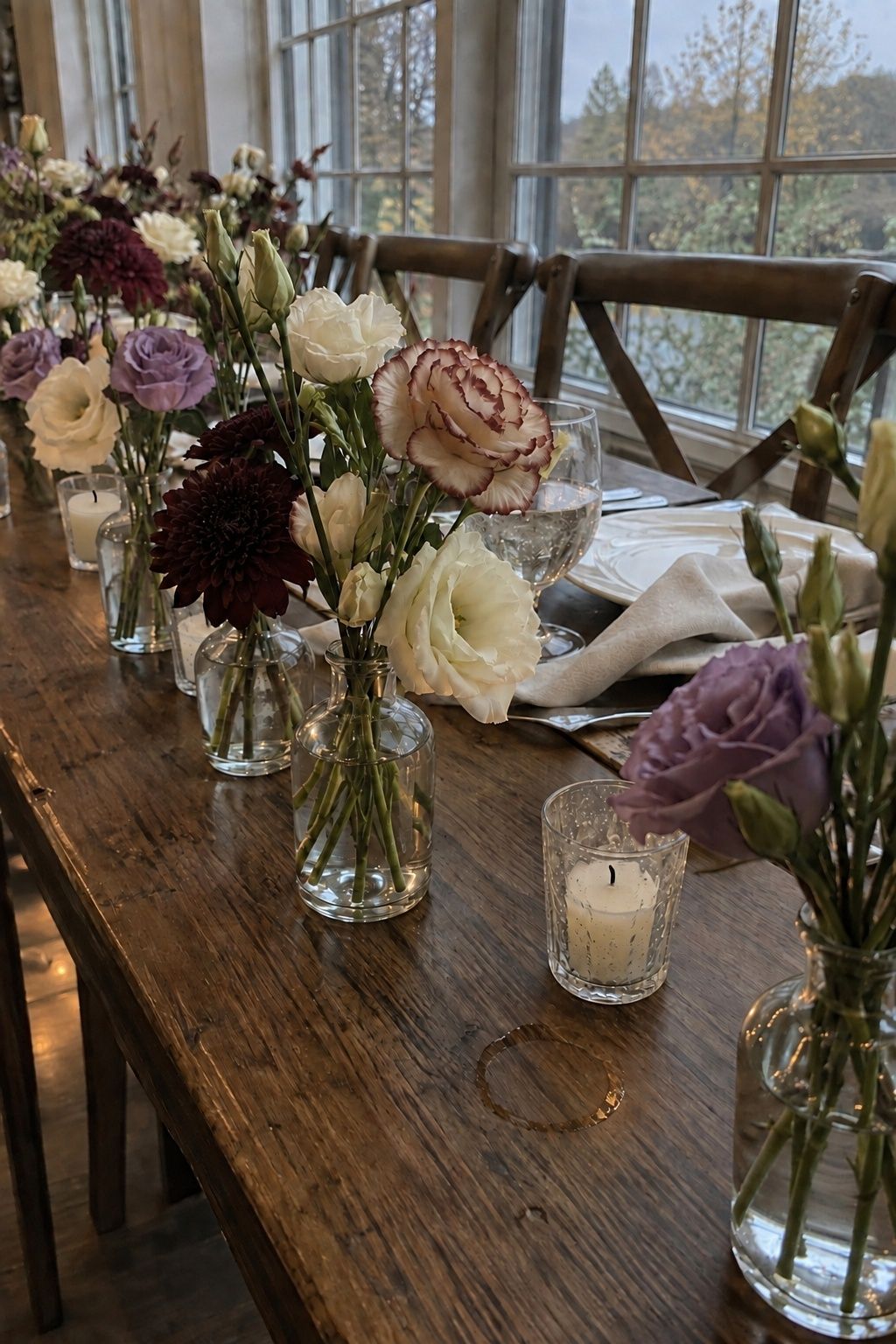 Soft lisianthus in a rich fall palette