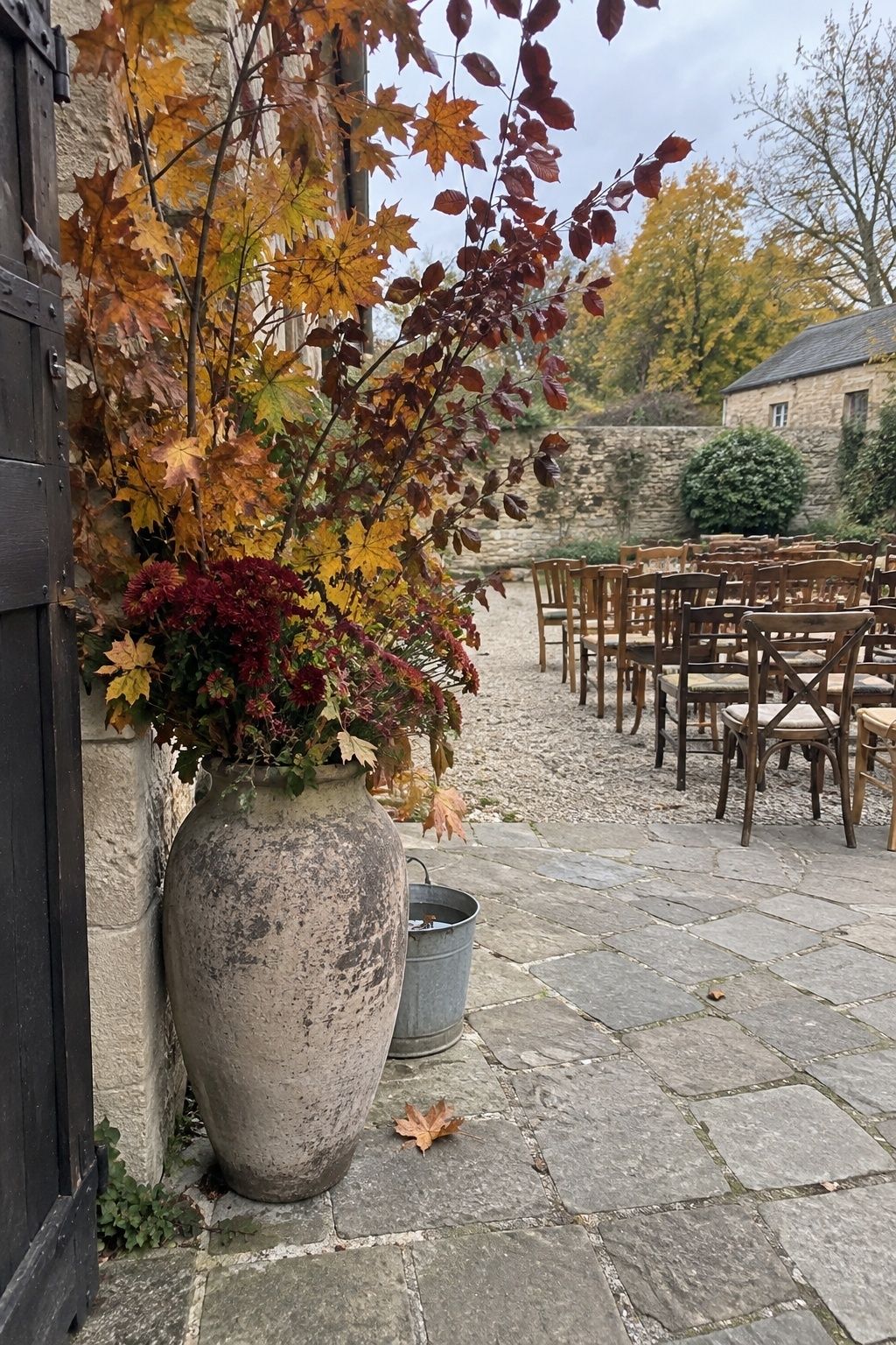 Large autumn branches at the ceremony