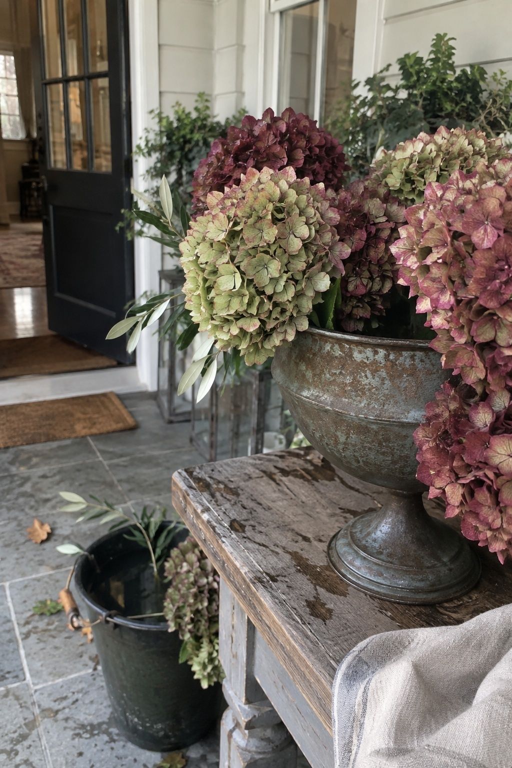 Late-season hydrangea in antique tones