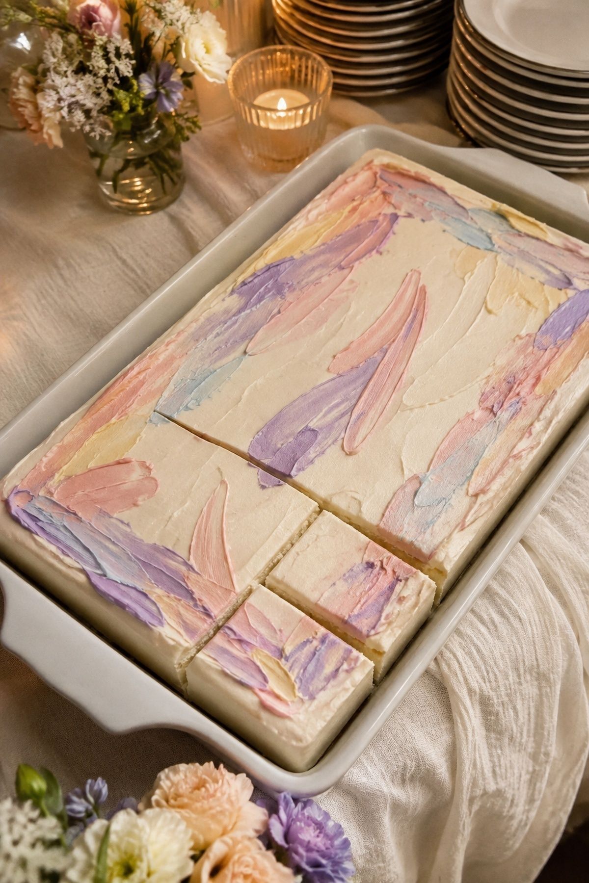 Oil pastel sheet cake