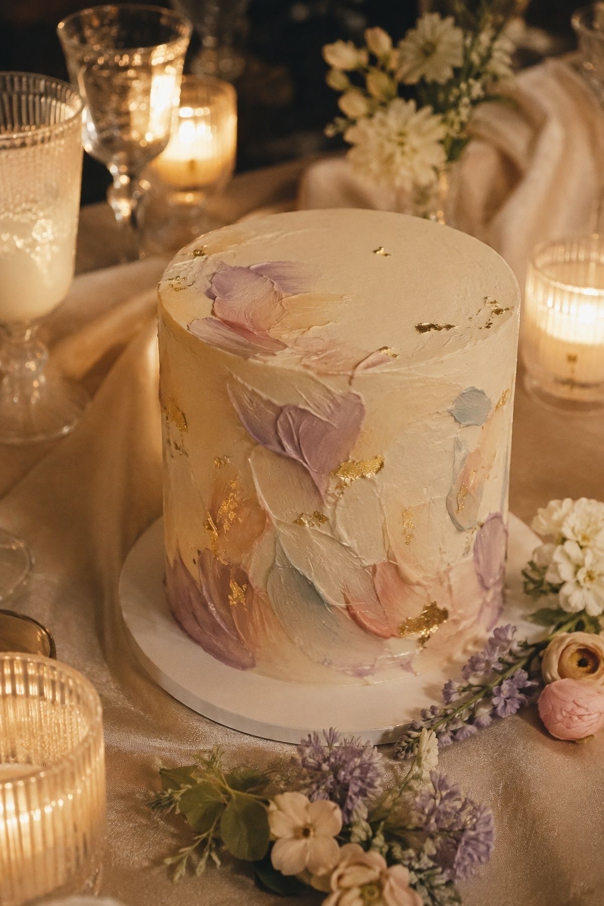 Oil pastel cake with metallic detail
