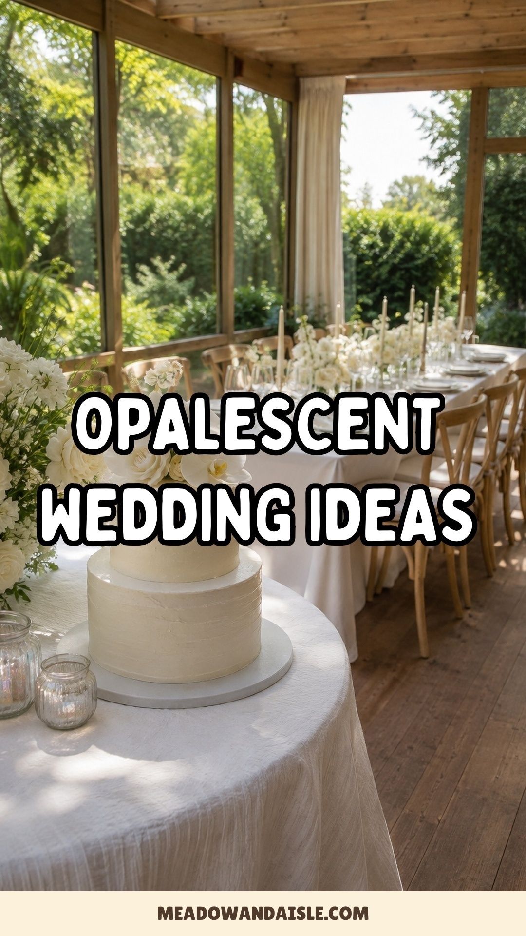 Pinterest pin with the title Opalescent Wedding Aesthetic Ideas