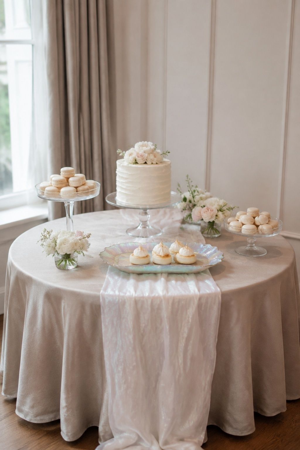 Small opalescent dessert table